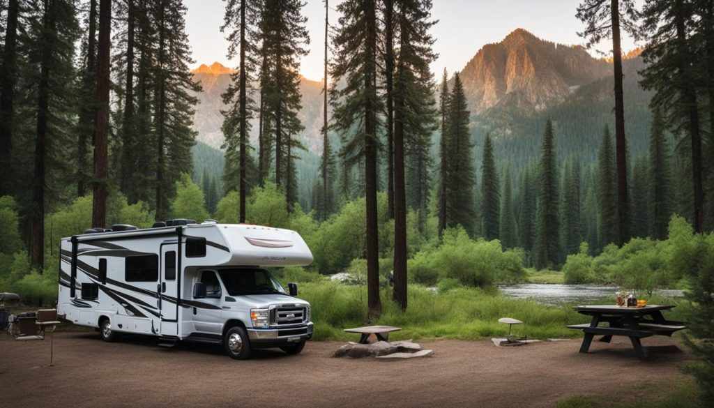 RV at a scenic campground