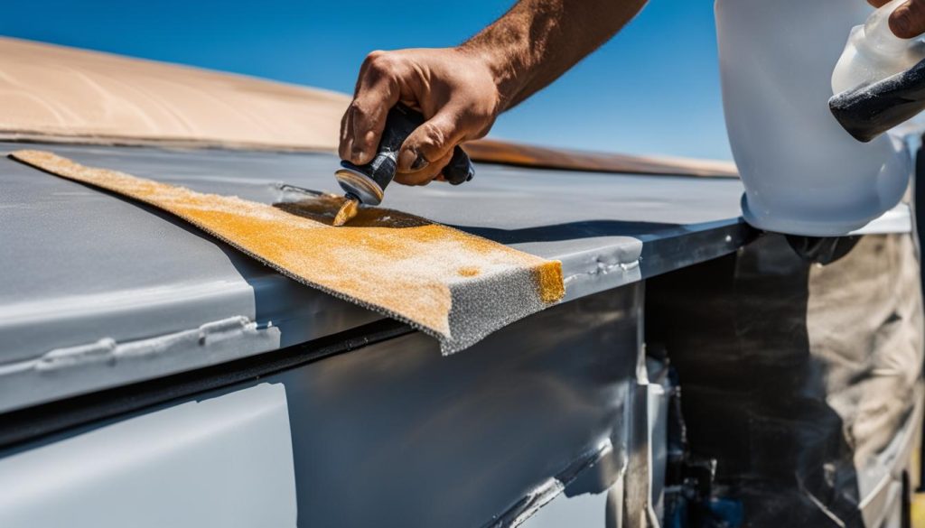 Removing silicone sealant from an RV roof