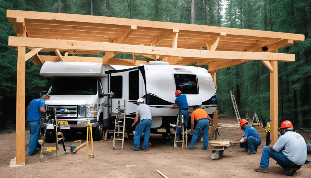 constructing a wooden carport for RV storage