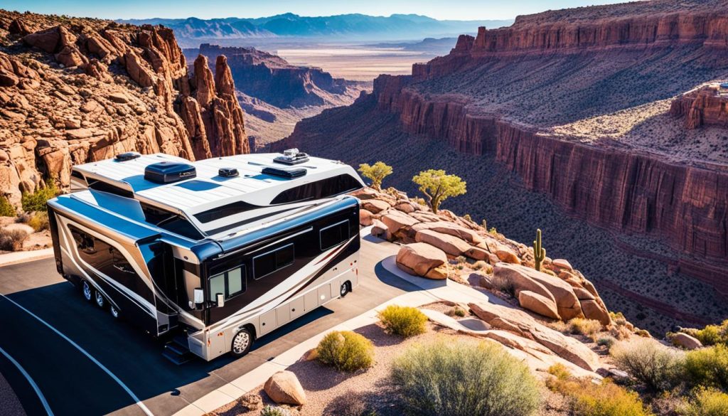 Luxury RV overlooking Arizona Scenery