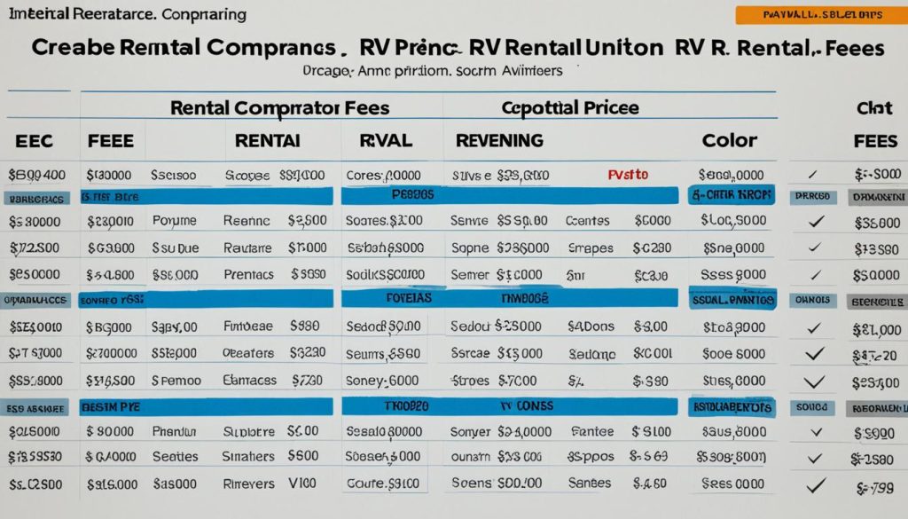 RV rental prices comparison chart