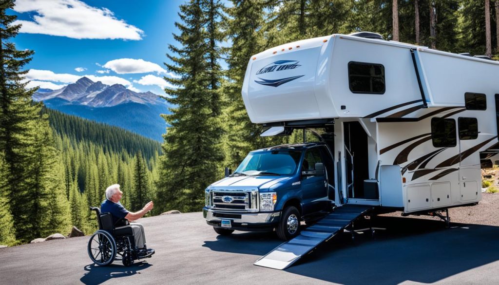 Wheelchair lift installed on an RV