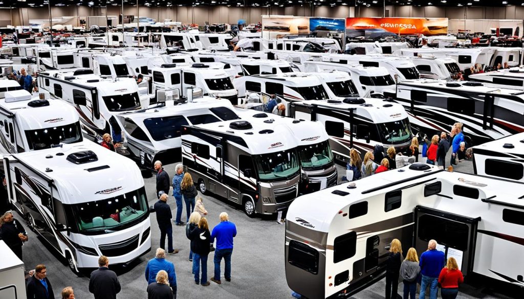 Towable RV on display at RV show
